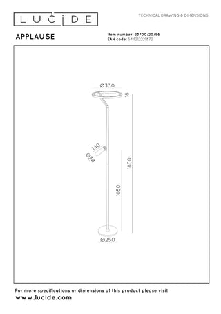 APPLAUSE - Floor lamp - Ø 33 cm - LED Dimmable - CCT - 2700K/4000K - Coffee