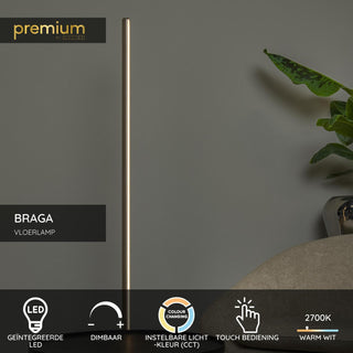 BRAGA - Vloerlamp - Ø 30 cm - LED Dimb. - CCT - 1x22W 2700K/4000K - Koffie