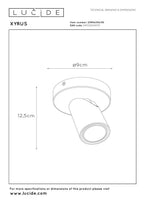 XYRUS - Plafondspot - Ø 9 cm - LED Dim to warm - GU10 - 1x5W 2200K/3000K - Zwart
