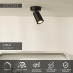 XYRUS - Plafondspot - Ø 9 cm - LED Dim to warm - GU10 - 1x5W 2200K/3000K - Zwart