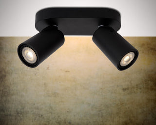 XYRUS - Spot plafonnier - LED Dim to warm - GU10 - 2x5W 2200K/3000K - Noir