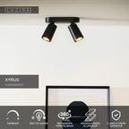 XYRUS - Spot plafonnier - LED Dim to warm - GU10 - 2x5W 2200K/3000K - Noir