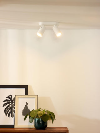 XYRUS - Spot plafonnier - LED Dim to warm - GU10 - 2x5W 2200K/3000K - Blanc