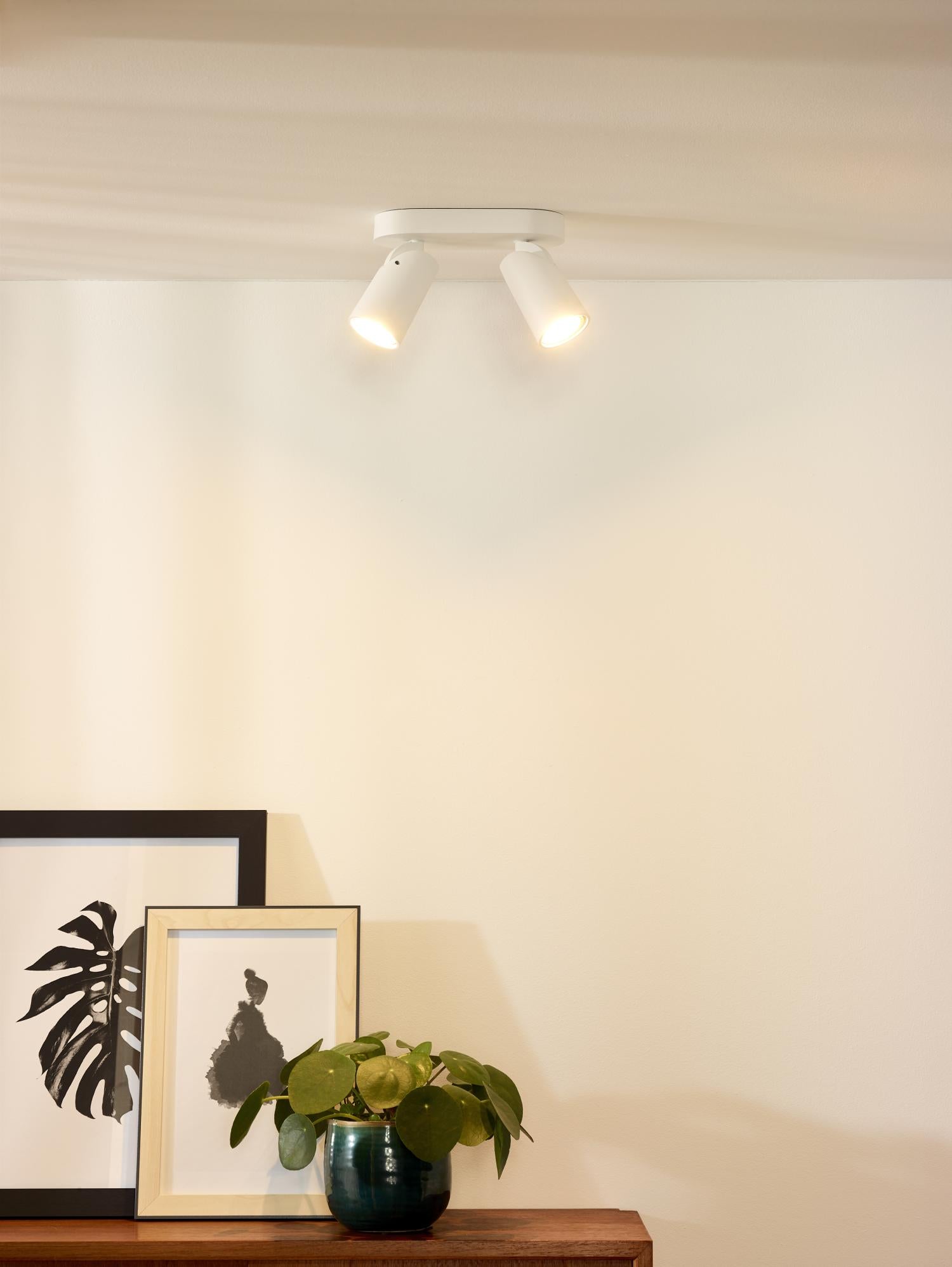 XYRUS - Spot plafonnier - LED Dim to warm - GU10 - 2x5W 2200K/3000K - Blanc