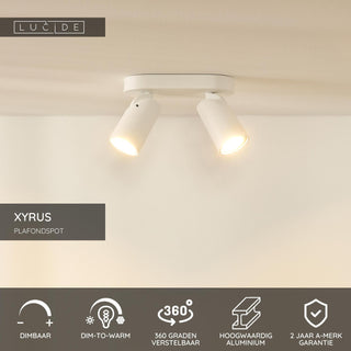 XYRUS - Spot plafonnier - LED Dim to warm - GU10 - 2x5W 2200K/3000K - Blanc