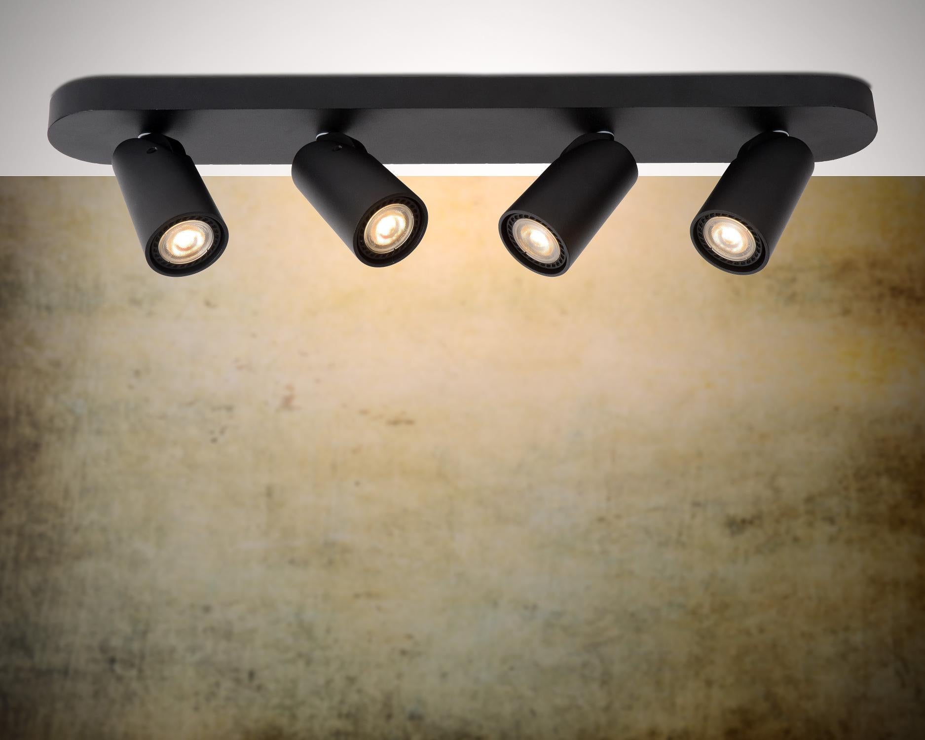 XYRUS - Spot plafonnier - LED Dim to warm - GU10 - 4x5W 2200K/3000K - Noir