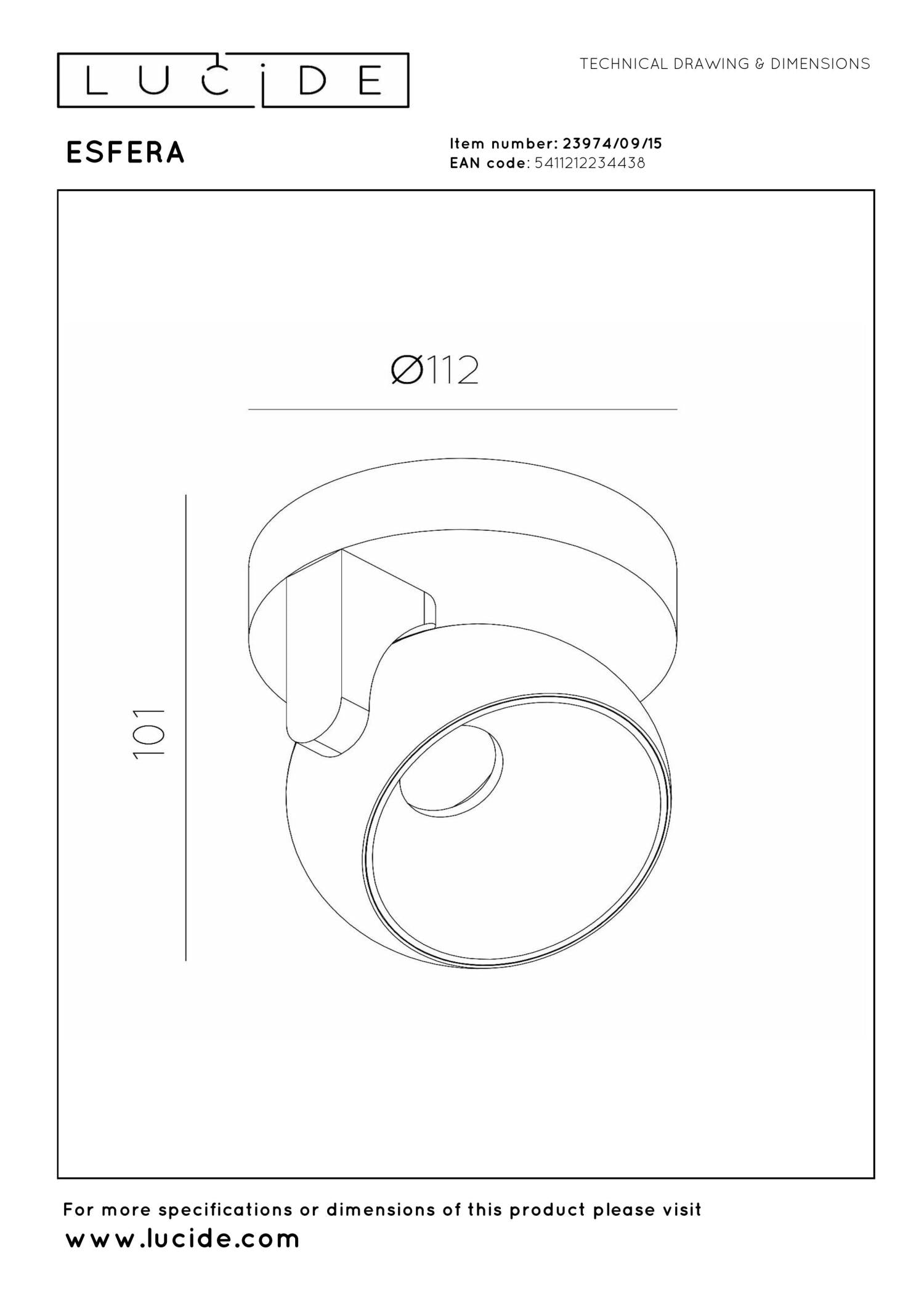 ESFERA - Plafondspot - Ø 11,2 cm - LED Dimb. - 1x11W 2700K - Grijs ijzer