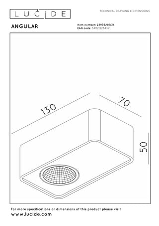 ANGULAR - Spot de plafond - LED Dimmable - 1x6W 2700K - Blanc
