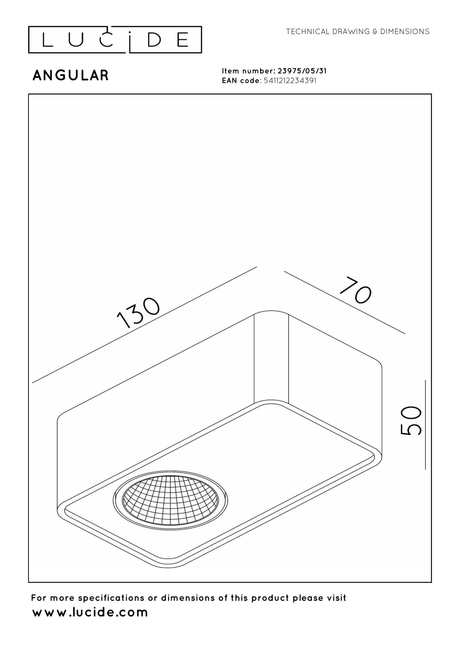 ANGULAR - Spot de plafond - LED Dimmable - 1x6W 2700K - Blanc