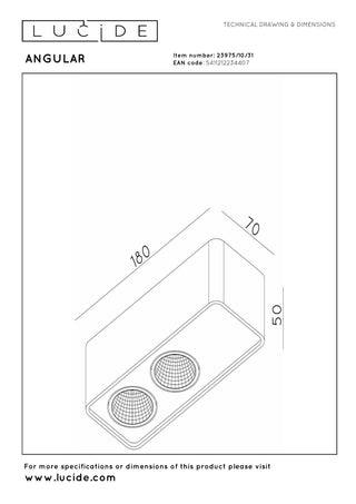 ANGULAR - Ceiling spotlight - LED Dimmable - 2x5W 2700K - White