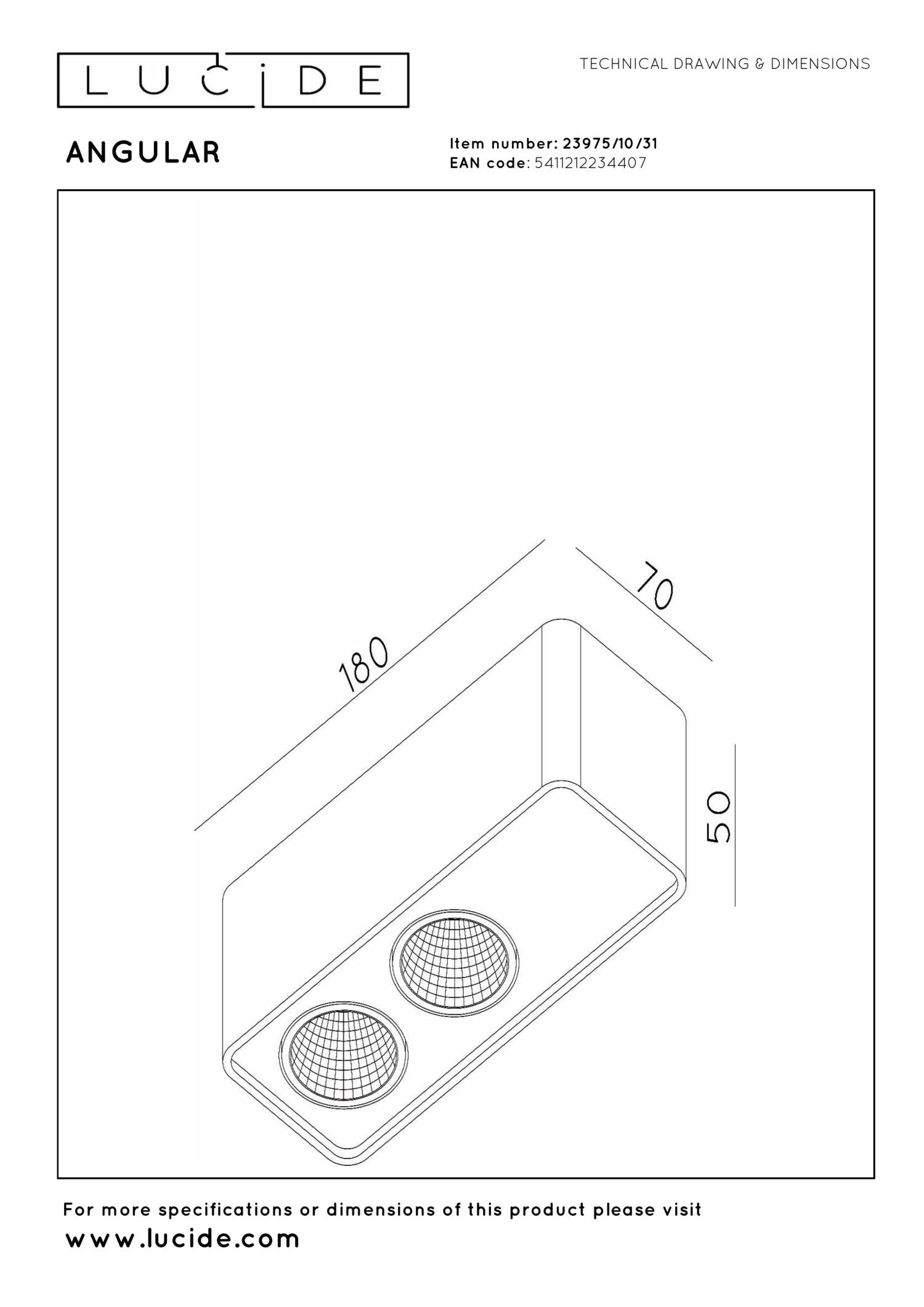 ANGULAR - Ceiling spotlight - LED Dimmable - 2x5W 2700K - White