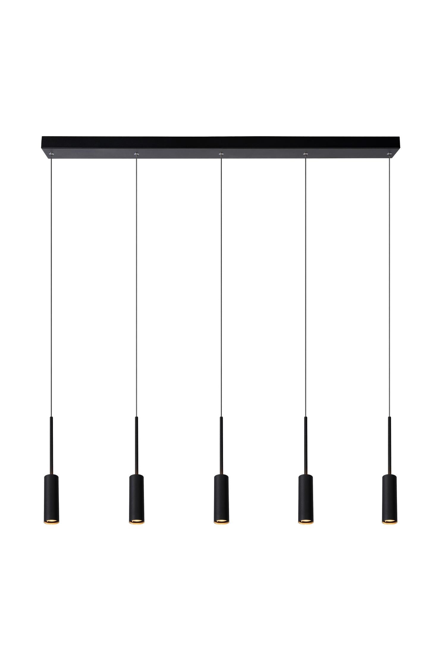 TUBULE - Hanglamp - LED - 5x7W 2700K - Zwart