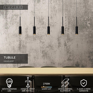 TUBULE - Hanglamp - LED - 5x7W 2700K - Zwart