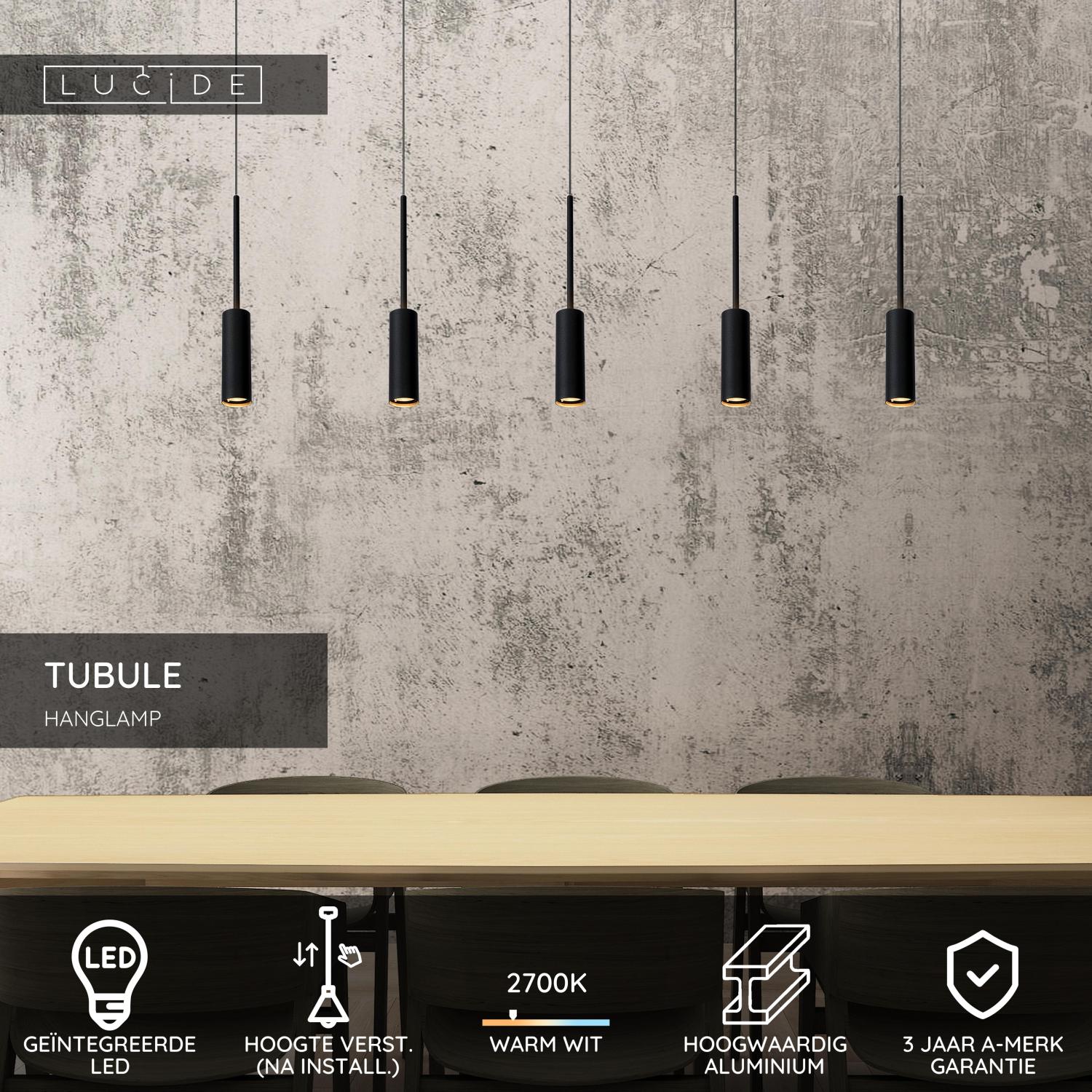 TUBULE - Hanglamp - LED - 5x7W 2700K - Zwart
