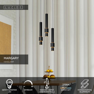 MARGARY - Hanglamp - Ø 28 cm - LED Dimb. - 3x4W 2700K - Zwart