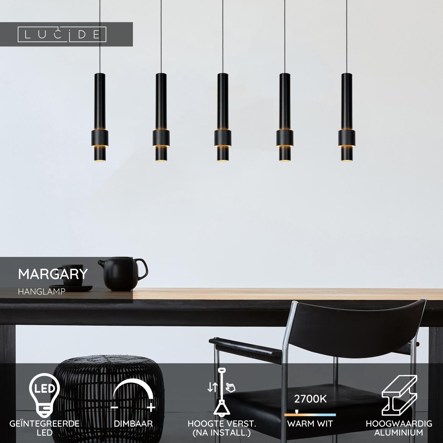 MARGARY - Pendant light - LED Dimmable - 5x4.2W 2700K - Black