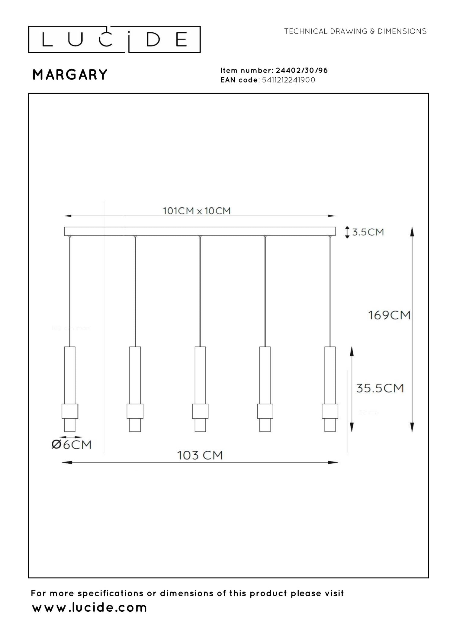 MARGARY - Suspension - LED Var. - 5x4,2W 2700K - Café
