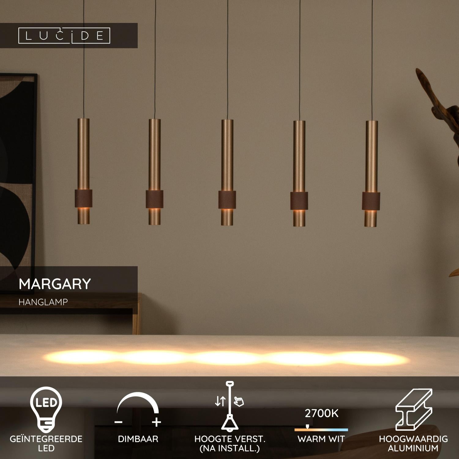 MARGARY - Suspension - LED Var. - 5x4,2W 2700K - Café