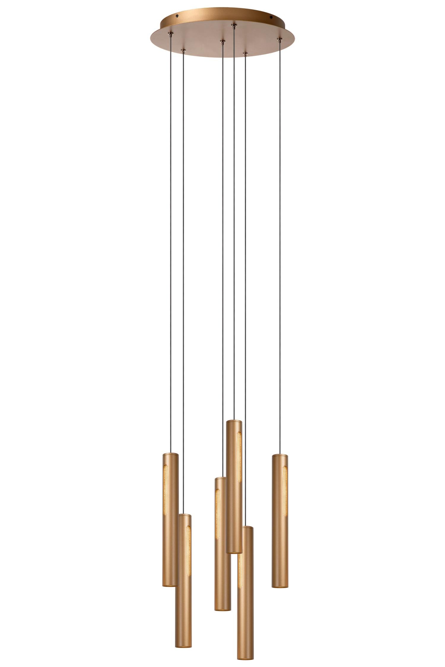 GRIFFITH - Suspension - Ø 38 cm - LED Dimmable - CCT - 6x6W 2700K/4000K - Convient aux vides et plafonds hauts - Bronze