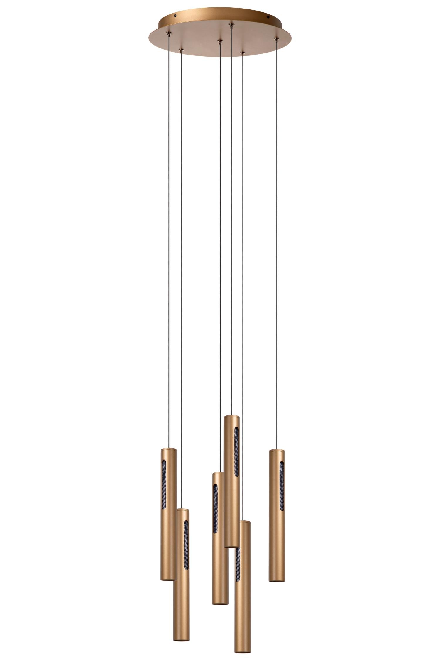 GRIFFITH - Suspension - Ø 38 cm - LED Dimmable - CCT - 6x6W 2700K/4000K - Convient aux vides et plafonds hauts - Bronze