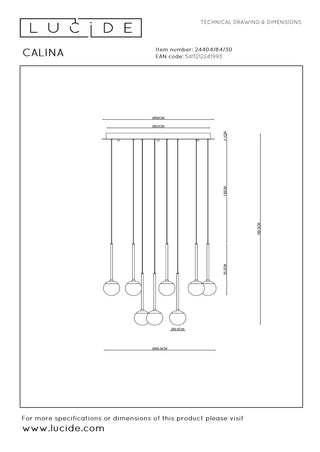 CALINA - Hanglamp - Ø 69,9 cm - LED Dimb. - 12x7,7W 2700K - Zwart