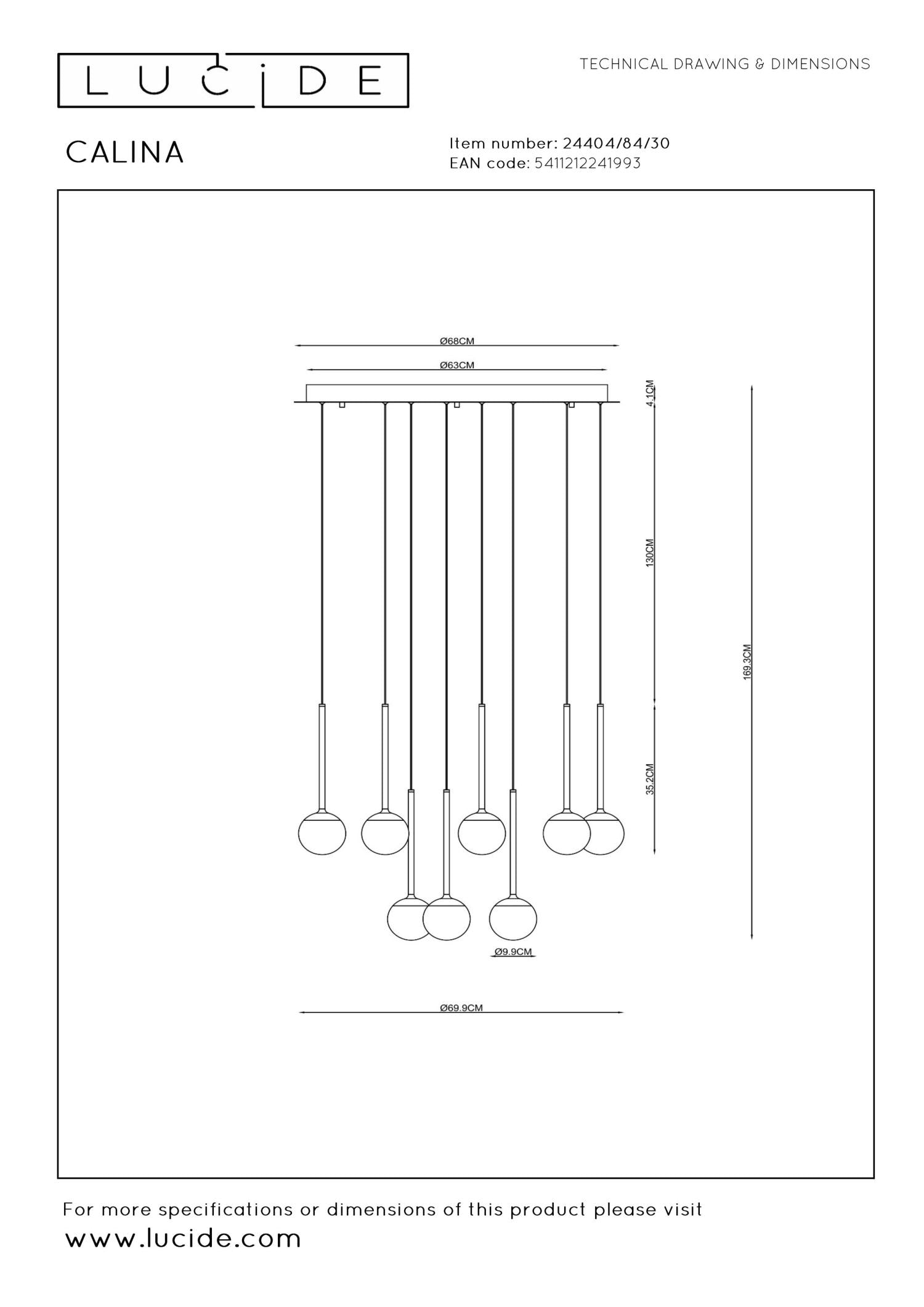 CALINA - Suspension - Ø 69,9 cm - LED Dimmable - 12x7,7W 2700K - Noir