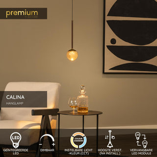 CALINA - Suspension - Ø 9,9 cm - LED Dimmable - CCT - 1x7W 2200K/3300K - Avec module LED remplaçable - Café