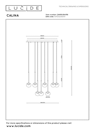 CALINA - Suspension - Ø 69,9 cm - LED Dimmable - CCT - 12x7W 2200K/3300K - Avec module LED remplaçable - Café