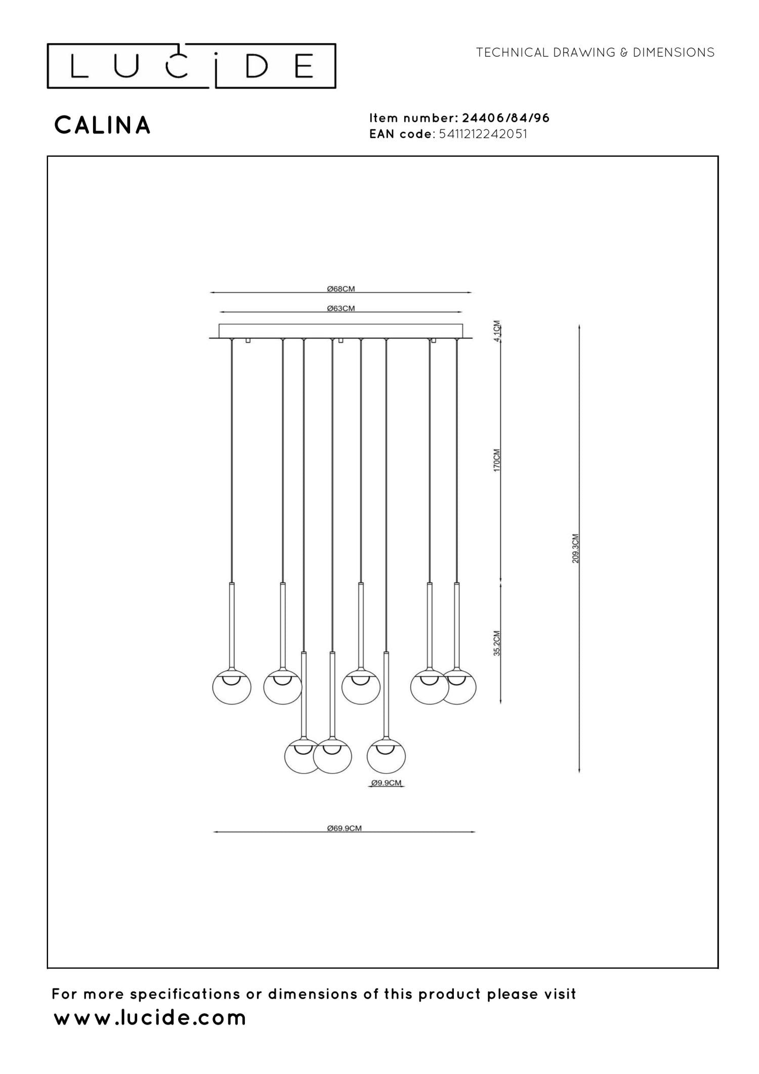 CALINA - Suspension - Ø 69,9 cm - LED Dimmable - CCT - 12x7W 2200K/3300K - Avec module LED remplaçable - Café