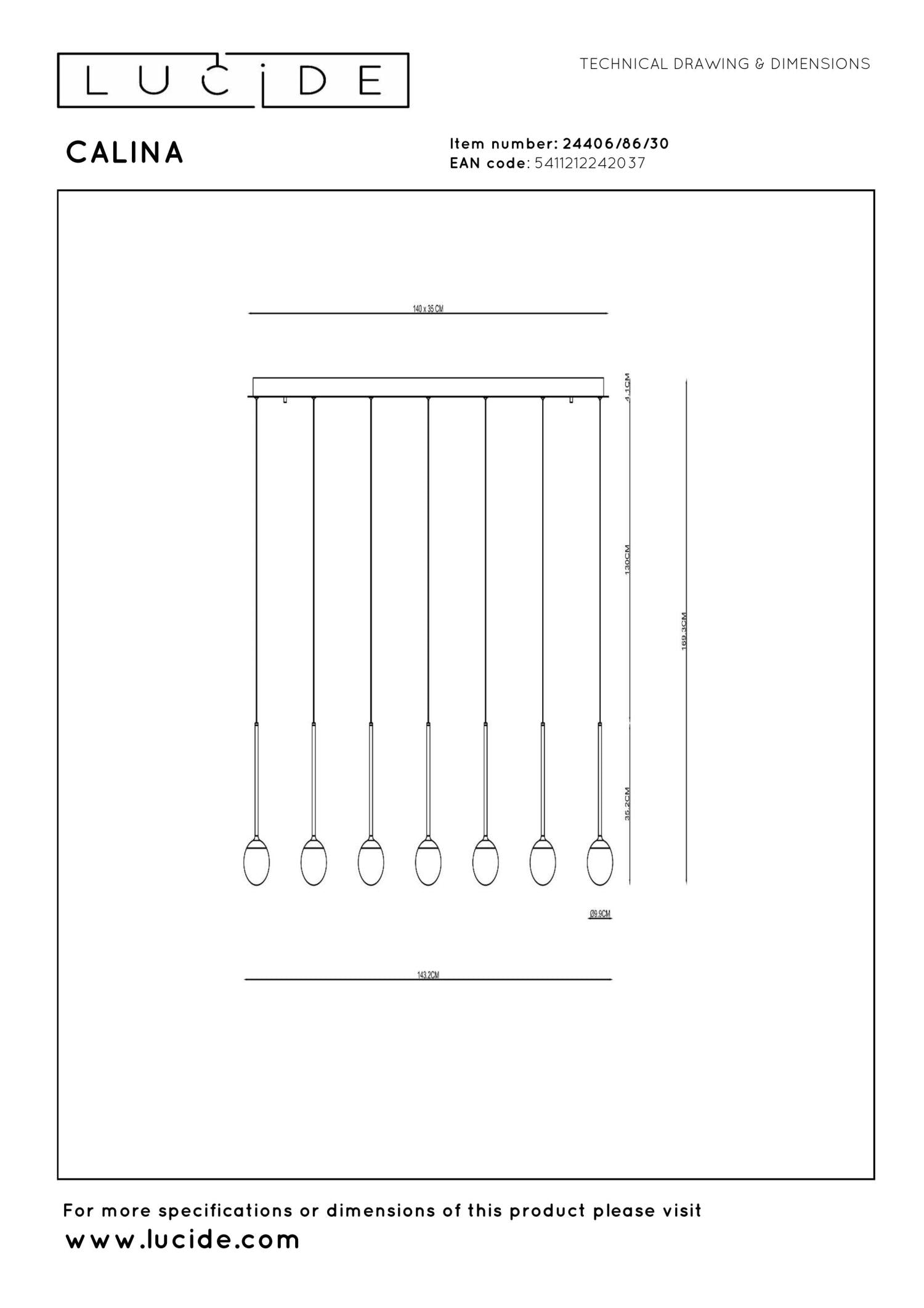 CALINA - Hanglamp - LED Dimb. - CCT - 12x7W 2200K/3300K - Met vervangbare LED-module - Zwart