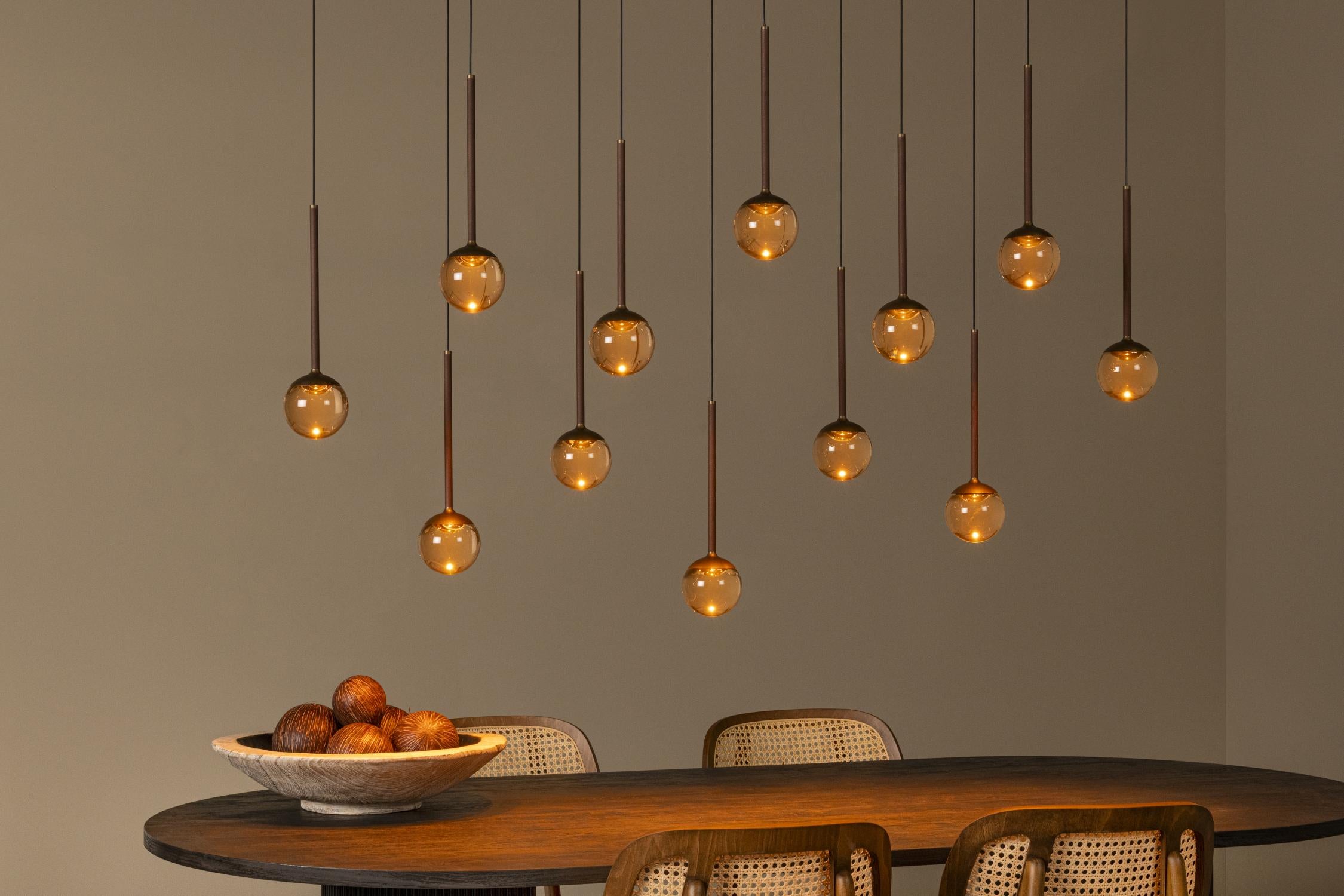CALINA - Suspension - LED Dimmable - CCT - 12x7W 2200K/3300K - Avec module LED remplaçable - Café