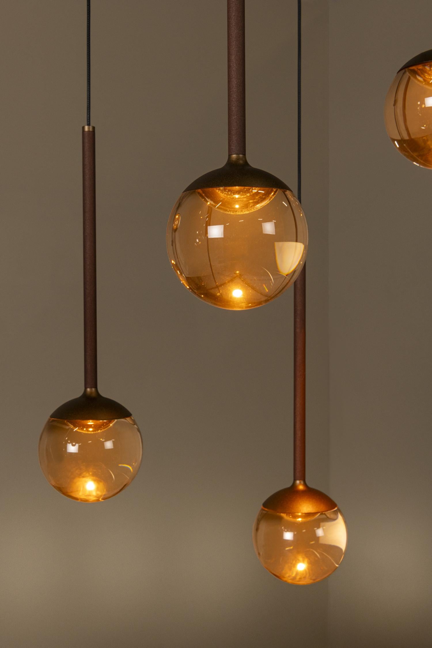 CALINA - Suspension - LED Dimmable - CCT - 12x7W 2200K/3300K - Avec module LED remplaçable - Café