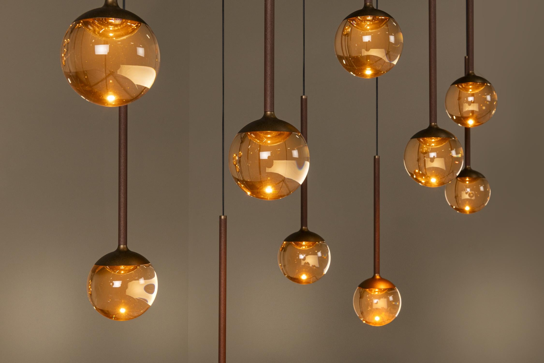 CALINA - Suspension - LED Dimmable - CCT - 12x7W 2200K/3300K - Avec module LED remplaçable - Café