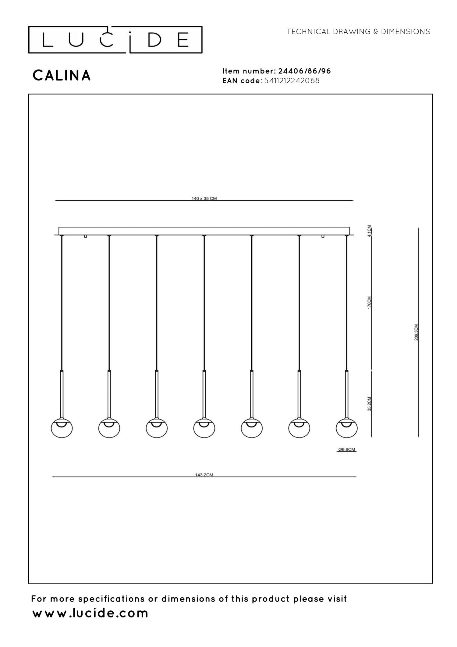 CALINA - Suspension - LED Dimmable - CCT - 12x7W 2200K/3300K - Avec module LED remplaçable - Café
