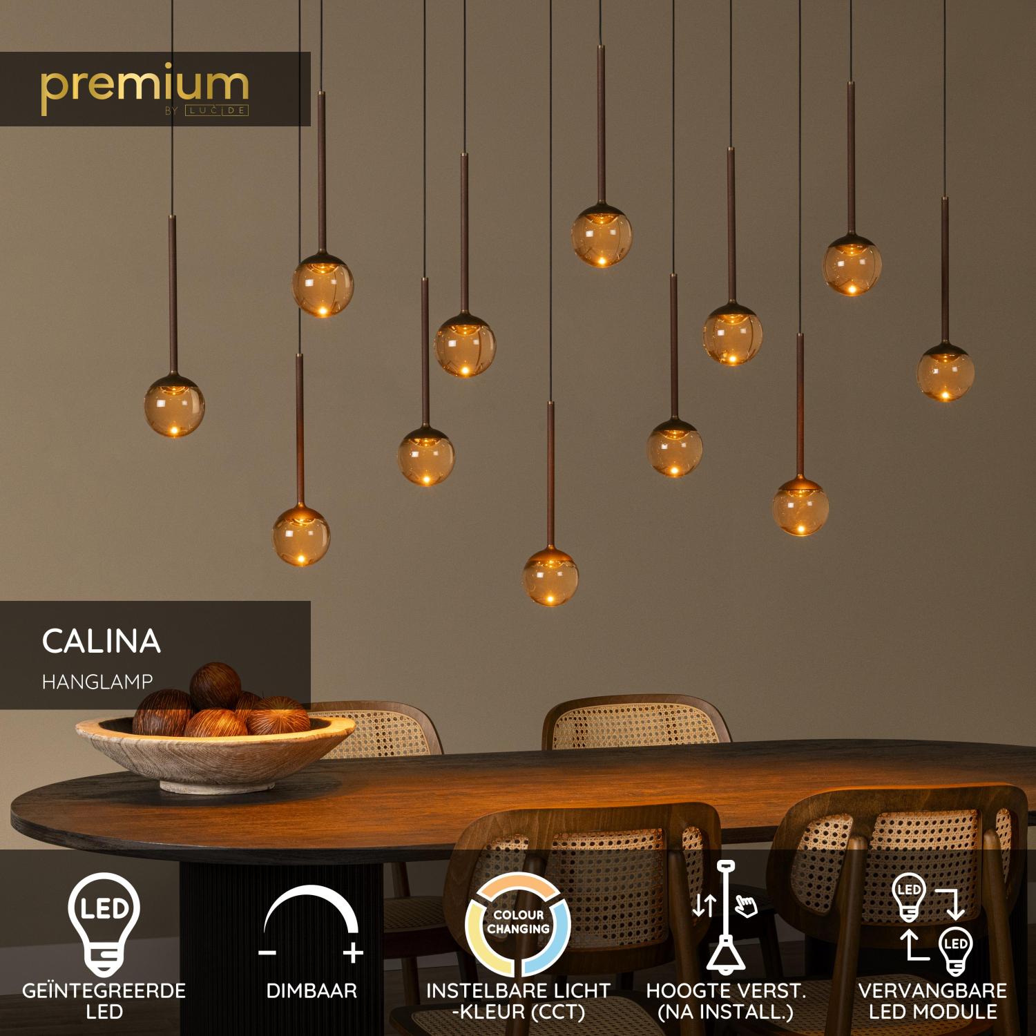 CALINA - Suspension - LED Dimmable - CCT - 12x7W 2200K/3300K - Avec module LED remplaçable - Café