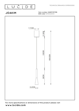 JOAKIM - Pendant light - Ø 7,7 cm - LED Dimmable - CCT - 1x7W 2700K/4000K - With replaceable LED module - Coffee