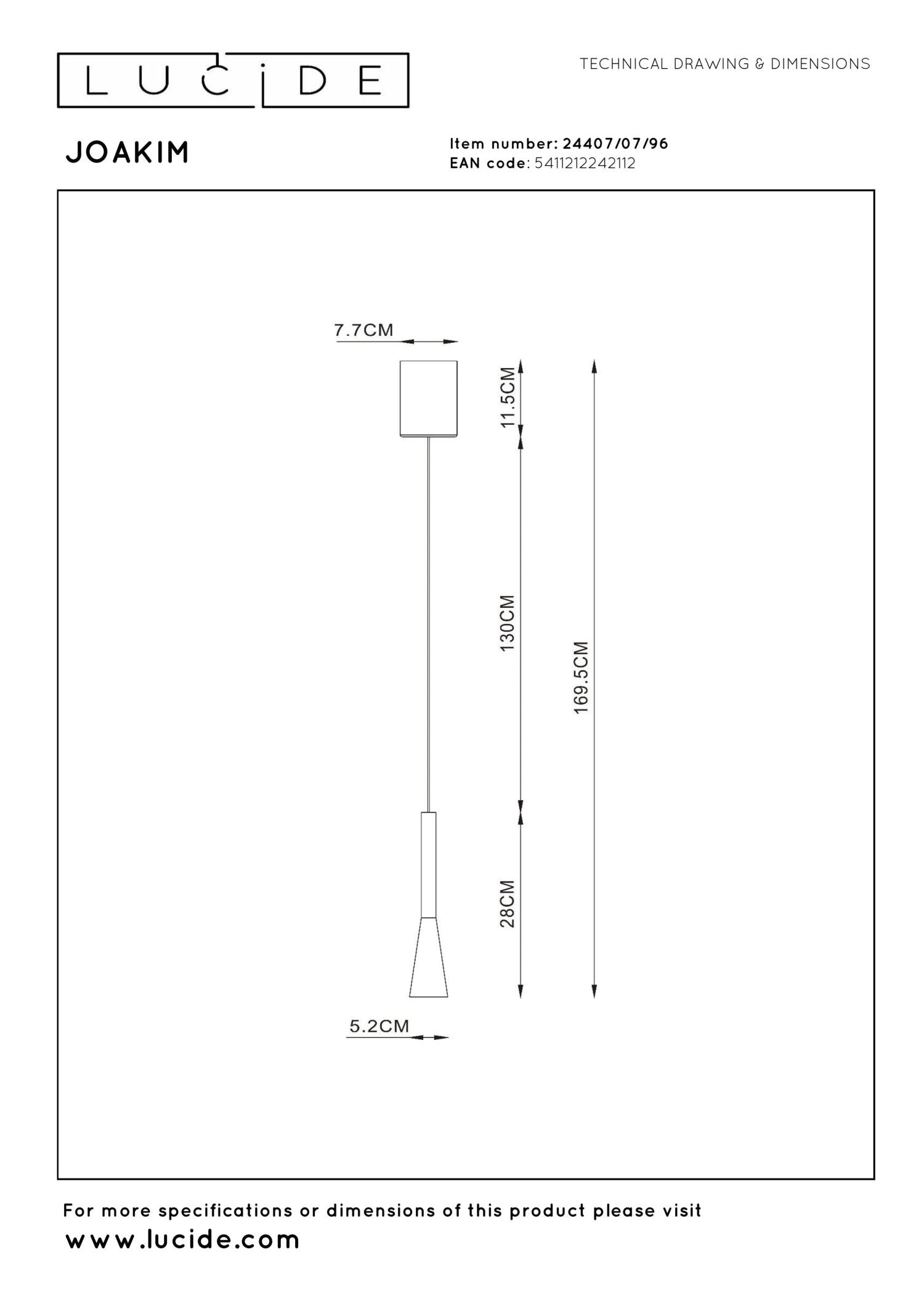 JOAKIM - Pendant light - Ø 7,7 cm - LED Dimmable - CCT - 1x7W 2700K/4000K - With replaceable LED module - Coffee