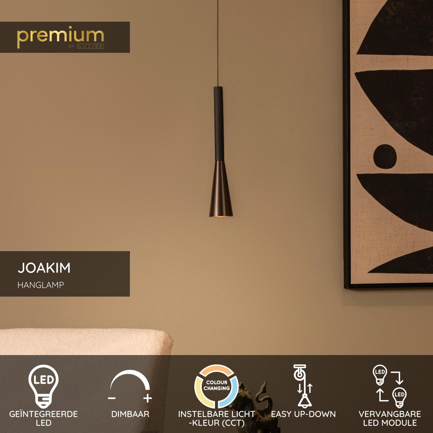 JOAKIM - Pendant light - Ø 7,7 cm - LED Dimmable - CCT - 1x7W 2700K/4000K - With replaceable LED module - Coffee