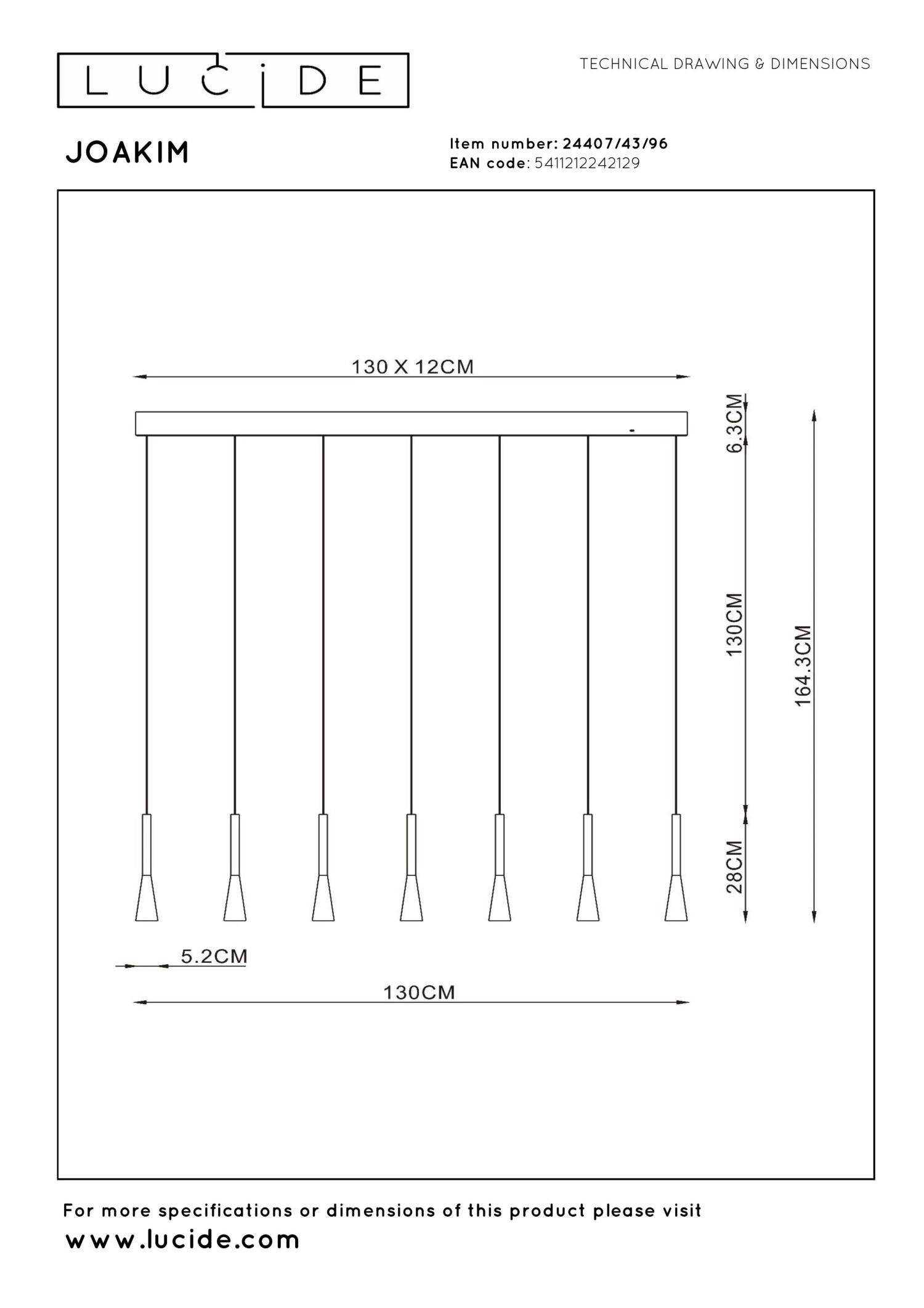 JOAKIM - Pendant light - LED Dimmable - CCT - 7x6,2W 2700K/4000K - With replaceable LED module - Coffee