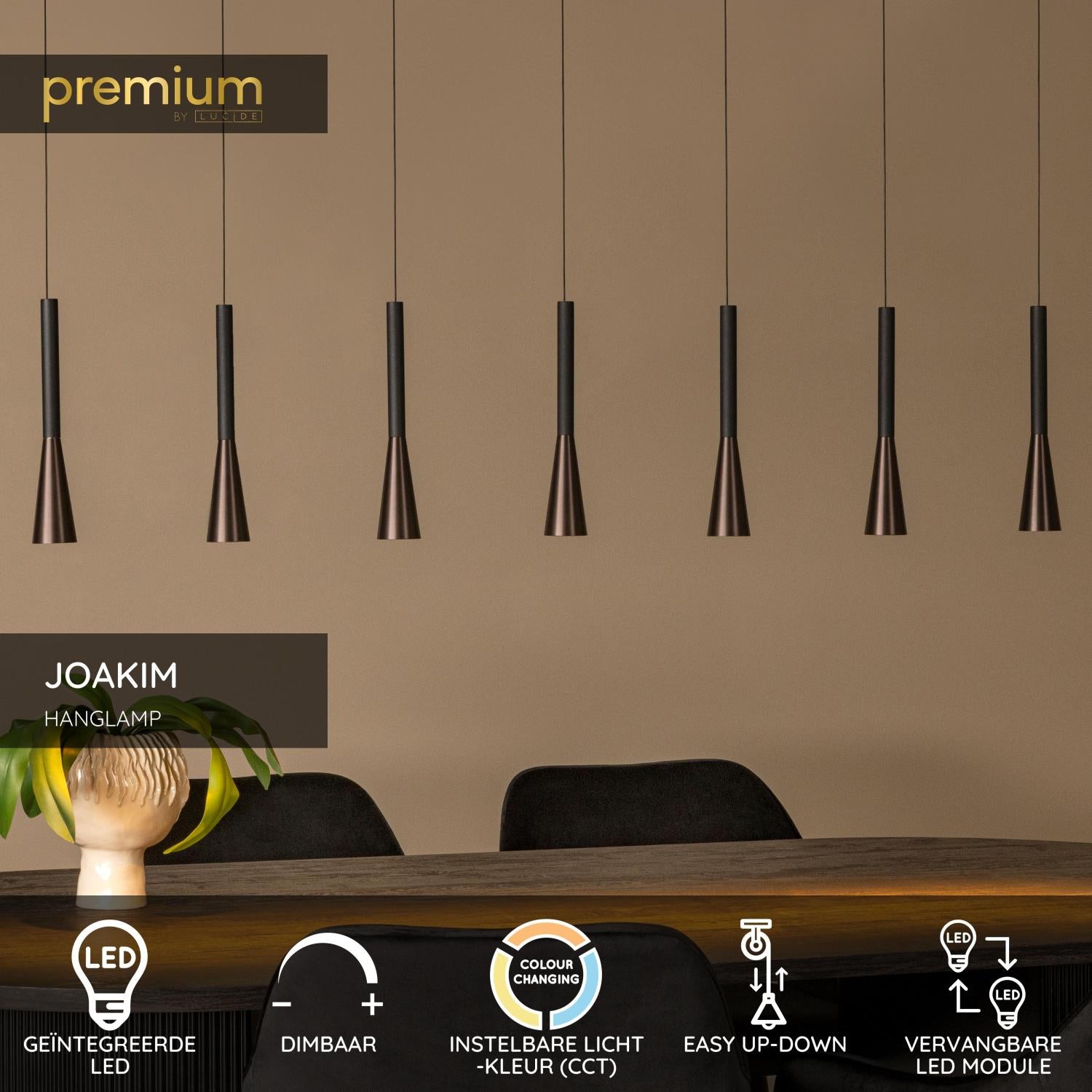 JOAKIM - Suspension - LED Dimmable - CCT - 7x6,2W 2700K/4000K - Avec module LED remplaçable - Café