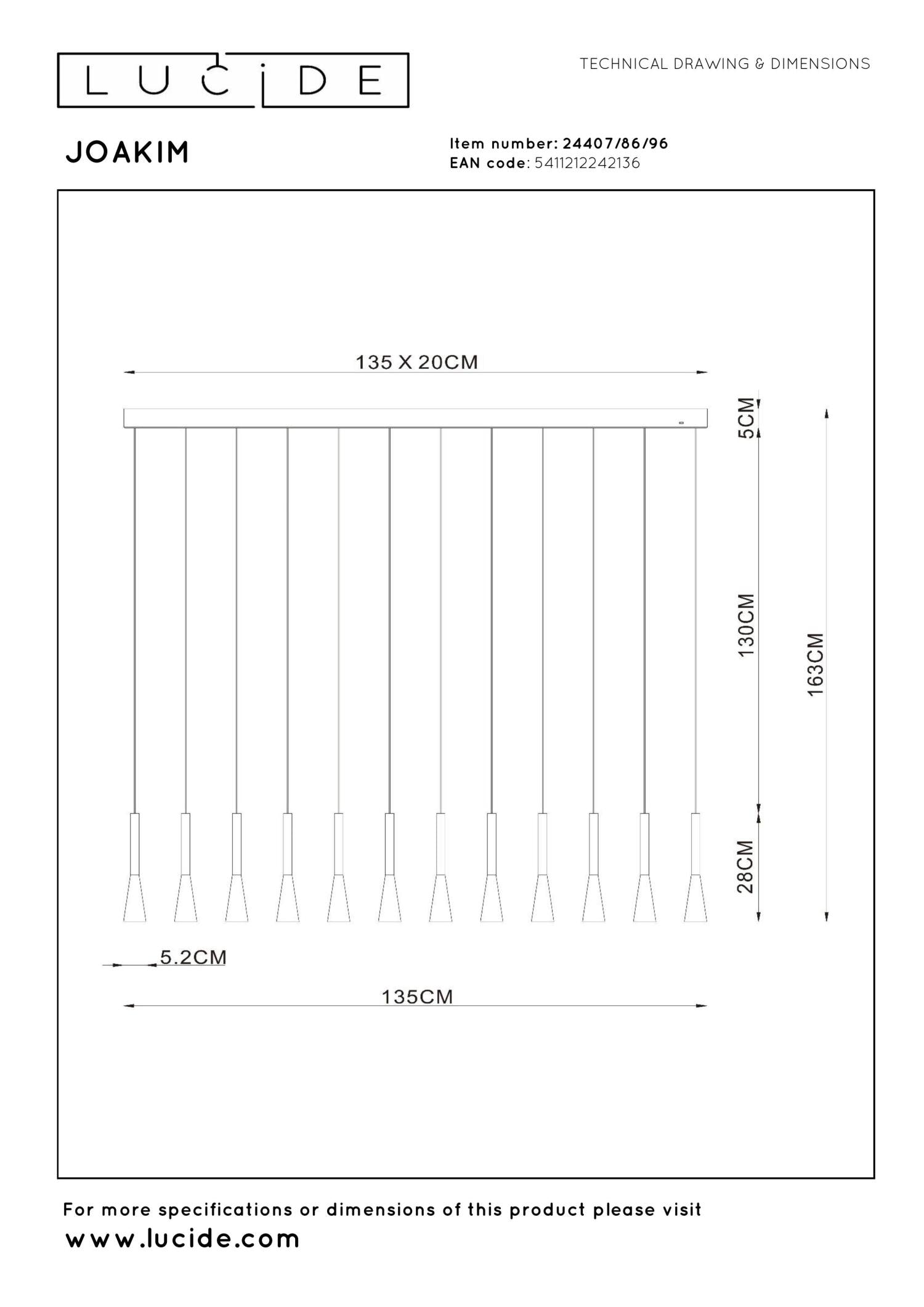 JOAKIM - Pendant light - LED Dimmable - CCT - 12x7W 2700K/4000K - With replaceable LED module - Coffee