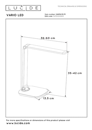 VARIO LED - Lampe de bureau - LED Var. - CCT - 1x8W 2700K/6500K - Blanc