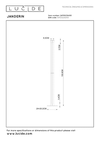 JANDERIN - Vloerlamp - LED Dimb. - CCT - 2x17W 2200K/3300K - Handbewegingssensor - Champagne kleur | Vibes