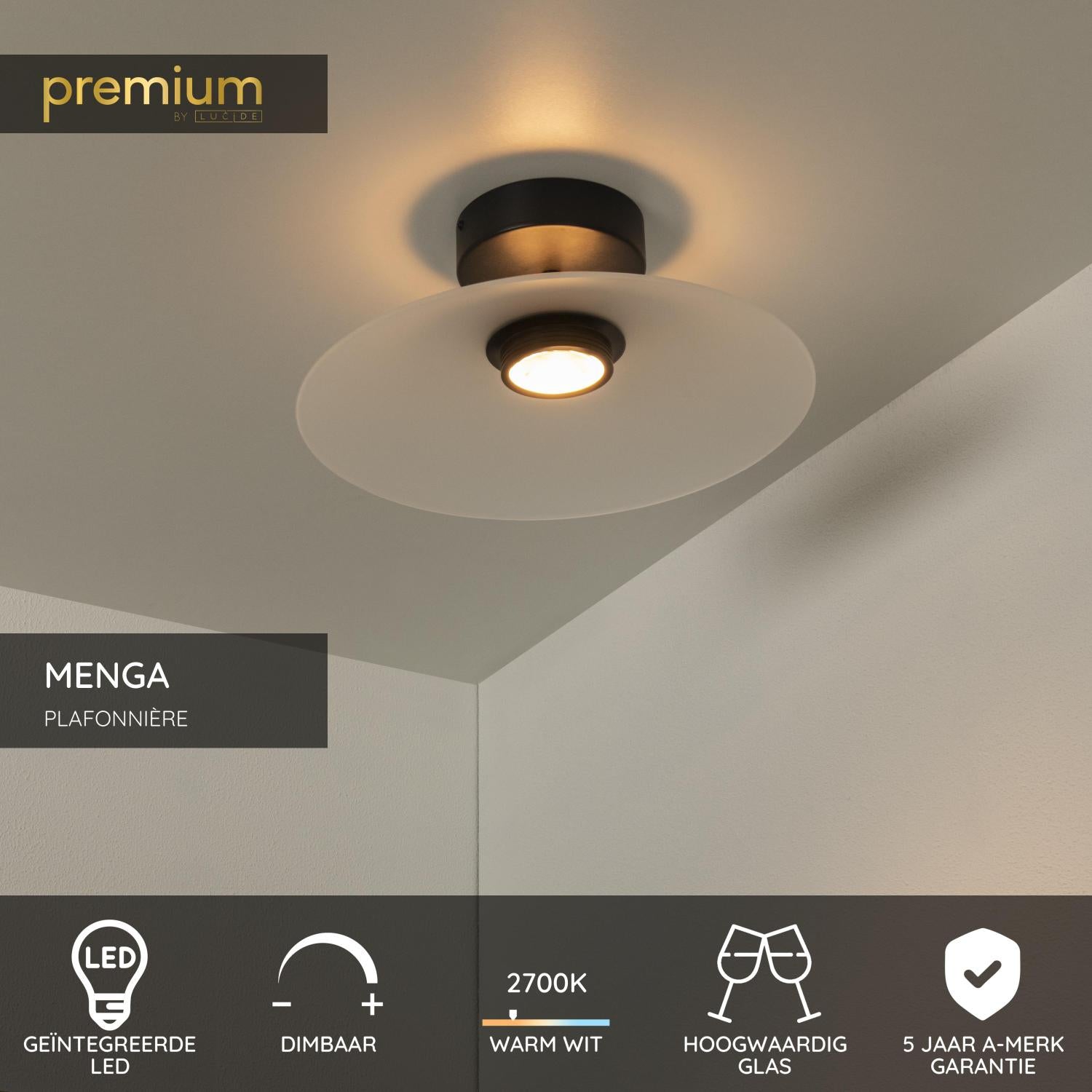 MENGA - Plafonnier - Ø 40 cm - LED Dimmable - 1x11W 2700K - Opale