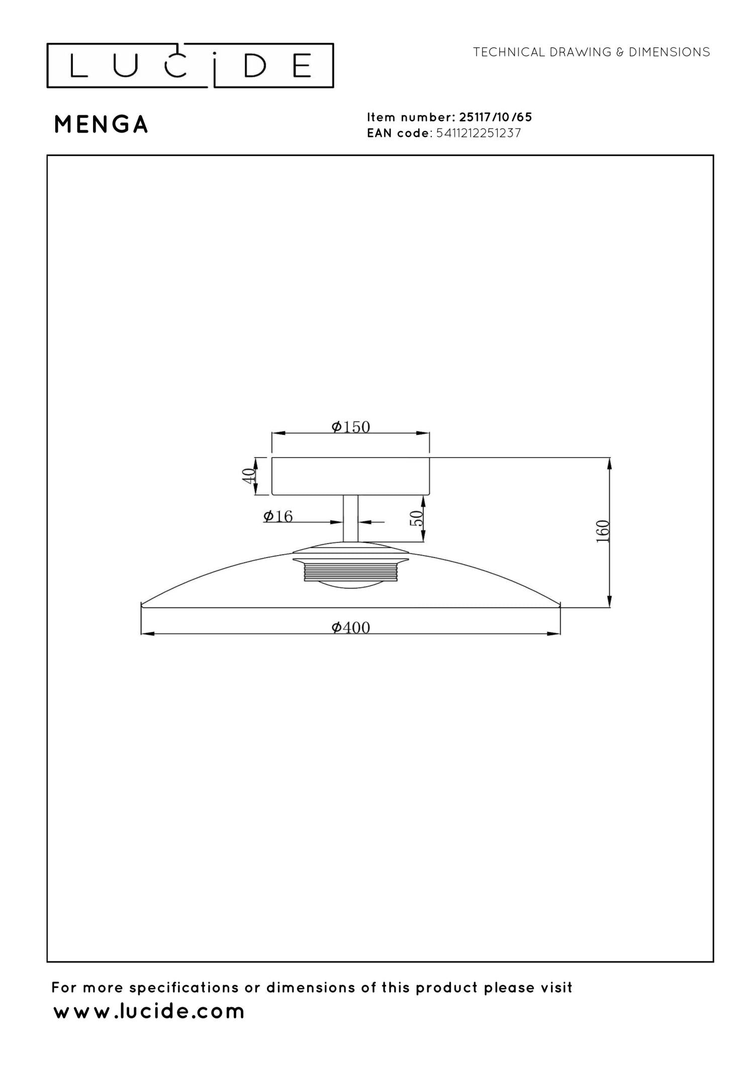 MENGA - Plafonnière - Ø 40 cm - LED Dimb. - 1x11W 2700K - Fumé