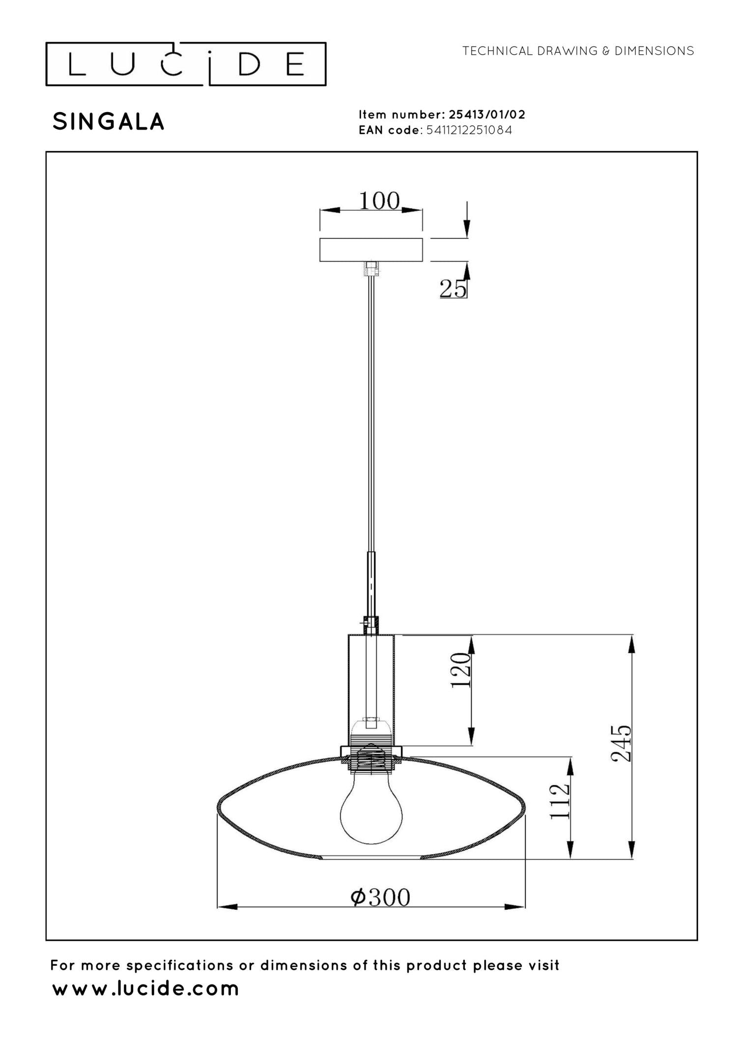 SINGALA - Hanglamp - Ø 30 cm - 1xE27 - Mat Goud / Messing