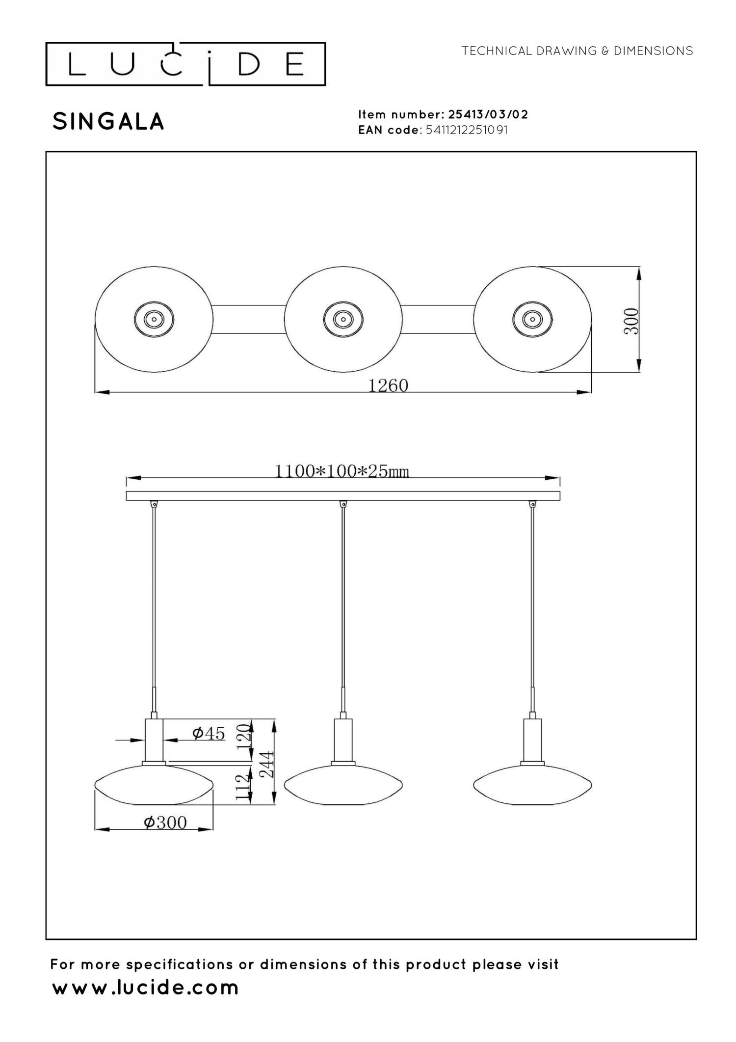 SINGALA - Hanglamp - 3xE27 - Mat Goud / Messing