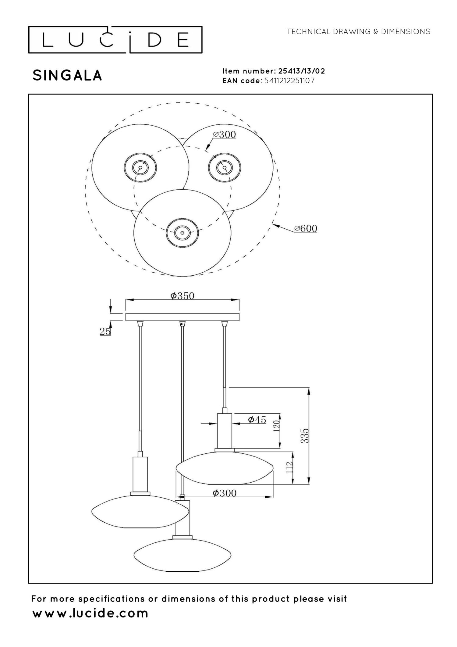 SINGALA - Hanglamp - Ø 55 cm - 3xE27 - Mat Goud / Messing