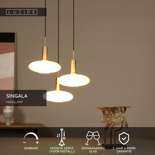 SINGALA - Hanglamp - Ø 55 cm - 3xE27 - Mat Goud / Messing