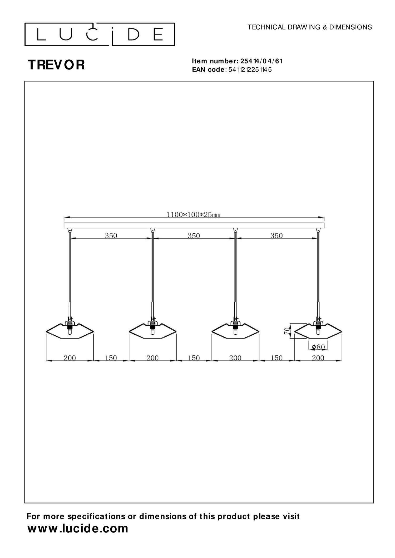 TREVOR - Pendant light - 4xG9 - Opal